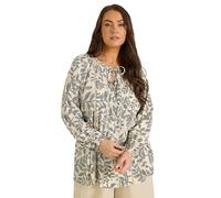 EVANS Curve Black & Leaf Print Tie Neck Blouse - Women's - Plus Size Curve