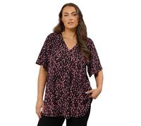 EVANS Curve Black & Pink Abstract Print Pleat Swing Top - Women's - Plus Size Curve