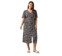 EVANS Curve Black & Pink Floral Print Midi Dress - Women's - Plus Size Curve