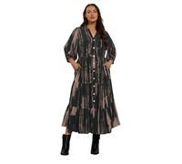 EVANS Curve Black Premium Smudge Print Tiered Maxi Dress - Women's - Plus Size Curve