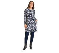 EVANS Curve Blue Animal Print Front Pocket Tunic Top - Women's - Plus Size Curve