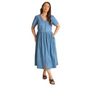 EVANS Curve Blue Cotton Denim Dress - Women's - Plus Size Curve