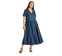 EVANS Curve Blue Cotton Denim Dress - Women's - Plus Size Curve