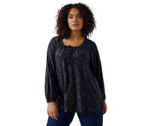 EVANS Curve Blue Floral Burnout Blouse - Women's - Plus Size Curve