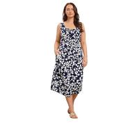 EVANS Curve Blue Floral Button Front Dress - Women's - Plus Size Curve