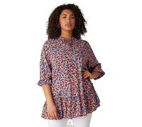 EVANS Curve & Blue Floral Tie Neck Blouse - Women's - Plus Size Curve