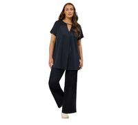 EVANS Curve Blue Keyhole Front Pleat Modal Top - Women's - Plus Size Curve
