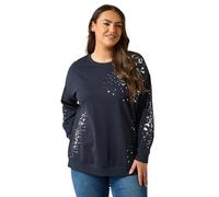 EVANS Curve Blue Leopard Sequin Embellished Sweatshirt - Women's - Plus Size Curve