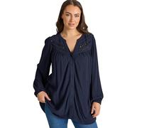 EVANS Curve Blue Long Sleeve Macrame Blouse - Women's - Plus Size Curve