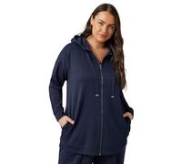 EVANS Curve Blue Luxe Zip Through Hoodie - Women's - Plus Size Curve