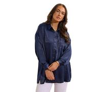 EVANS Curve Blue Metallic Button Through Shirt - Women's - Plus Size Curve