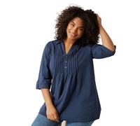 EVANS Curve Blue Pintuck Henley Top - Women's - Plus Size Curve