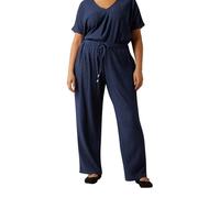EVANS Curve Blue Plisse Wide Leg Trousers - Women's - Plus Size Curve