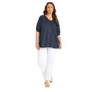 EVANS Curve Blue Polka Dot Cotton Top - Women's - Plus Size Curve