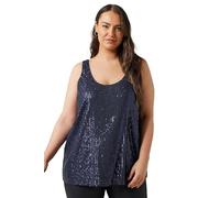 EVANS Curve Blue Sequin Embellished Vest Top - Women's - Plus Size Curve