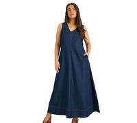 EVANS Curve Blue Sleeveless Cotton Denim Dress - Women's - Plus Size Curve