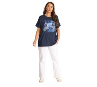 EVANS Curve Blue 'Soleil & Mar' Slogan Print T-Shirt - Women's - Plus Size Curve