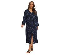EVANS Curve & Blue Spot Print Split Front Dress - Women's - Plus Size Curve