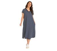 EVANS Curve Blue Stripe Premium Cotton Dress - Women's - Plus Size Curve
