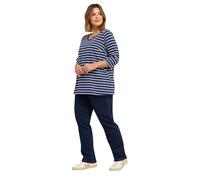 EVANS Curve Blue Striped V-Neck Cotton Top - Women's - Plus Size Curve