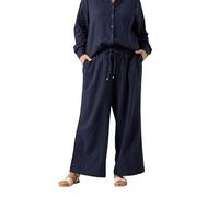 EVANS Curve Blue Wide Leg Premium Linen Trousers - Women's - Plus Size Curve