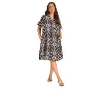 EVANS Curve Brown Abstract Print Midi Shift Dress - Women's - Plus Size Curve