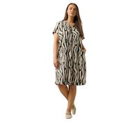 EVANS Curve Brown Abstract Print Premium Linen Dress - Women's - Plus Size Curve