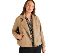 EVANS Curve Brown Faux Suede Biker Jacket - Women's - Plus Size Curve