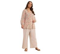 EVANS Curve Brown Floral Tie Neck Blouse - Women's - Plus Size Curve