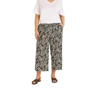 EVANS Curve Brown Leaf Print Linen Cropped Trousers - Women's - Plus Size Curve
