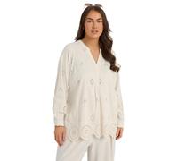 EVANS Curve Brown Linen Broderie Blouse - Women's - Plus Size Curve