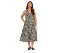 EVANS Curve Brown Linen Leaf Print Maxi Dress - Women's - Plus Size Curve