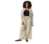 EVANS Curve Brown Stripe Print Premium Linen Trousers - Women's - Plus Size Curve