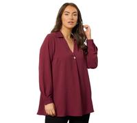 EVANS Curve Button Detail Pleat Front Blouse - Women's - Plus Size Curve Red