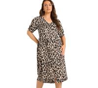 EVANS Curve Button Through Animal Print Midi Dress - Women's - Plus Size Curve