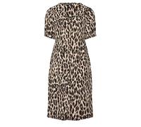 EVANS Curve Button Through Animal Print Midi Dress - Women's - Plus Size Curve Brown
