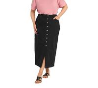 Button Through Denim Maxi Skirt Evans Black 26-28