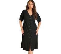 EVANS Curve Button Through Midi Dress - Women's - Plus Size Curve Black