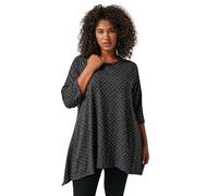 EVANS Curve Charcoal Studded Detail Hanky Hem Top - Women's - Plus Size Curve