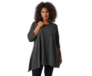 EVANS Curve Charcoal Studded Detail Hanky Hem Top - Women's - Plus Size Curve