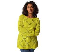EVANS Curve Chartreuse Diamond Pointelle Jumper - Women's - Plus Size Curve Green