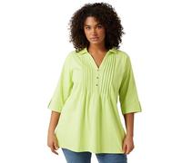 EVANS Curve Chartreuse Green Pintuck Henley Top - Women's - Plus Size Curve