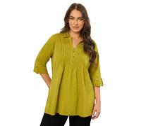 EVANS Curve Chartreuse Green Pintuck Henley Top - Women's - Plus Size Curve