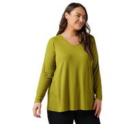 EVANS Curve Chartreuse Premium Ribbed Modal Blend Swing Top - Women's - Plus Size Curve Green