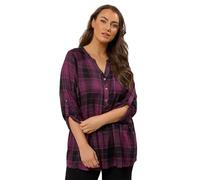 EVANS Curve Check Pintuck Shirt - Women's - Plus Size Curve Purple