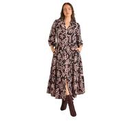 EVANS Curve Chocolate Floral Midi Shirt Dress - Women's - Plus Size Curve