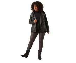 EVANS Curve Coated Pull On Trousers - Women's - Plus Size Curve Brown