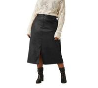 EVANS Curve Coated Split Hem Midi Skirt - Women's - Plus Size Curve Black