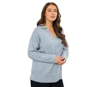 EVANS Curve Collared Knitted Jumper - Women's - Plus Size Curve Light Blue