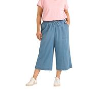 EVANS Curve Cropped Pull On Cotton Trousers - Women's - Plus Size Curve Mid Blue